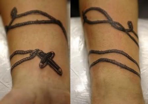 Forearm Rosary Chain Tattoos